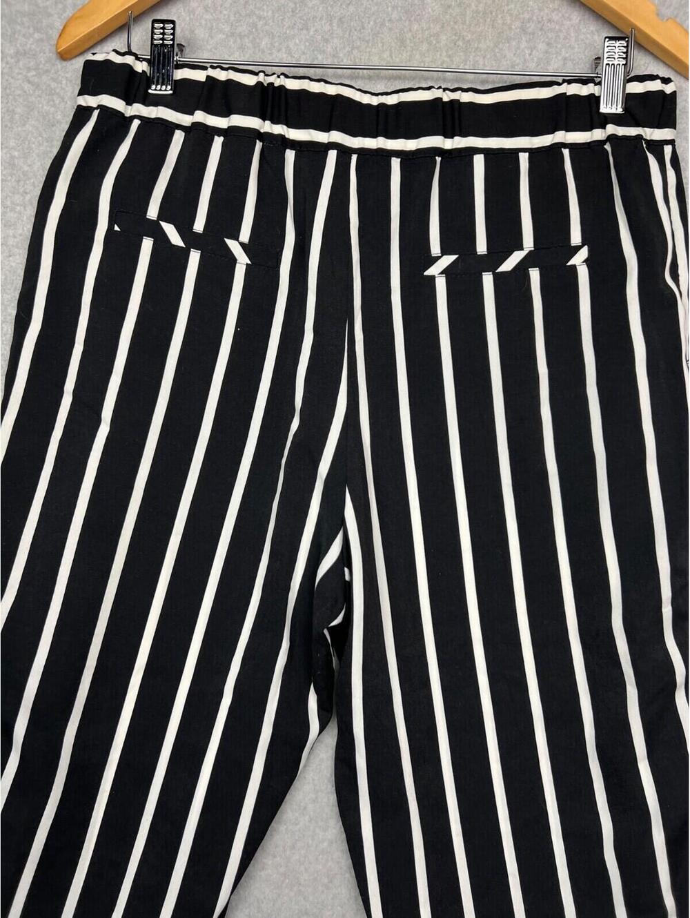Pinstripes Womens L Straight Leg Pants Slacks Office Work Black Casual Work - Picture 4 of 10